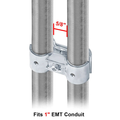 Hardy No Drama 8 Pack 1 Inch EMT Conduit Connectors Double Port Parallel Pipe Clamps Electro Galvanized Steel Bright Blue Finish Built Tough Dead On Maintain Steady Five Eighth Clearance