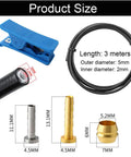 Beefed-Up 3000mm Hydraulic Disc Brake Hose Kit For Shimano BH59 BH90 Avid SRAM Magura Systems With 8 Olive Fittings, 8 Brass Inserts, And Blue Hose Cutter