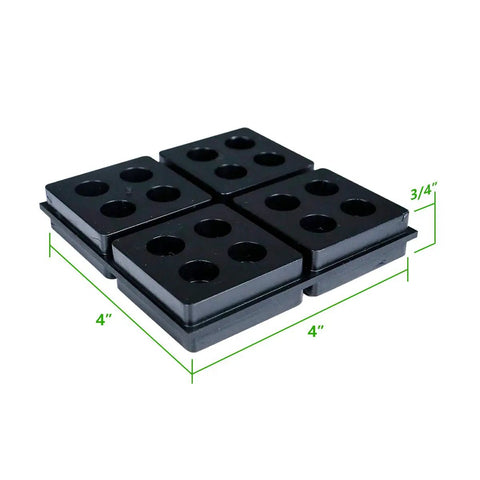 Heavy Duty 4 By 4 Inch Three Quarters Inch Thick Waffle Vibration Isolation Pads Set Of Four For HVAC Systems Air Compressors Washers Dryers And AC Units Built Tough To Kill Vibration And Noise On Heavy Machinery, shown stacked