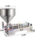 Top Notch Pneumatic Liquid Filling Machine With 30 Liter Hopper And Single Nozzle Piston Head, stainless steel design, ideal for thick lotions and syrups.