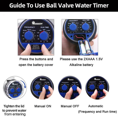 Guide to use Water Timer For Hose Sprinkler Garden Irrigation Controller With Two Dials No Water Pressure Required Adjustable Schedule