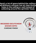 Heavy Duty Chrome Fire Sprinkler Escutcheon 10 Pack Half Inch IPS Recessed Split Ceiling Trim with chrome finish installed.