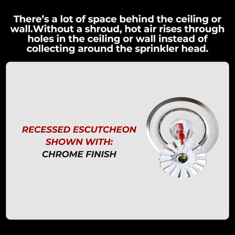 Heavy Duty Chrome Fire Sprinkler Escutcheon 10 Pack Half Inch IPS Recessed Split Ceiling Trim with chrome finish installed.