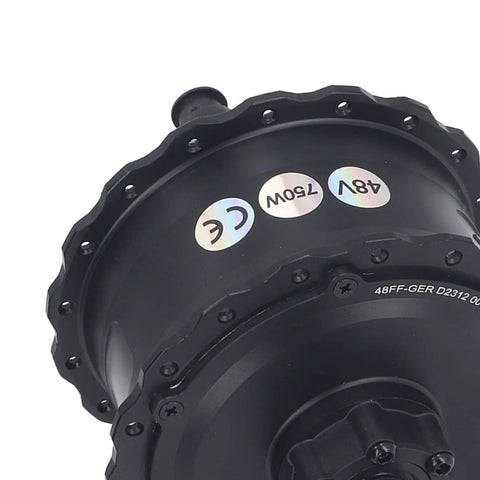 Close-up of 48V 750W Brushless Hub Motor Rear Drive For Electric Mountain Bikes IP65 Aluminum Alloy Upgrade Kit