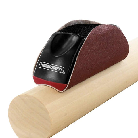Hand Sanding Tool For Getting Into Nooks And Crannies On Intricate Surfaces With 5 Inch Disc Compatibility on rounded wood