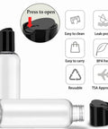 5 Pack 3.4 Oz Travel Bottles With Labels Leakproof Plastic Containers TSA Approved Travel Size Empty Bottles Set For Toiletries