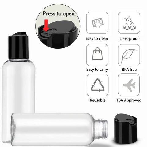 5 Pack 3.4 Oz Travel Bottles With Labels Leakproof Plastic Containers TSA Approved Travel Size Empty Bottles Set For Toiletries