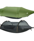 Flat Lay Camping Hammock Tent With Mosquito Net And Rain Fly 3 In 1 Waterproof Lightweight Portable Sleeping Hammock setup