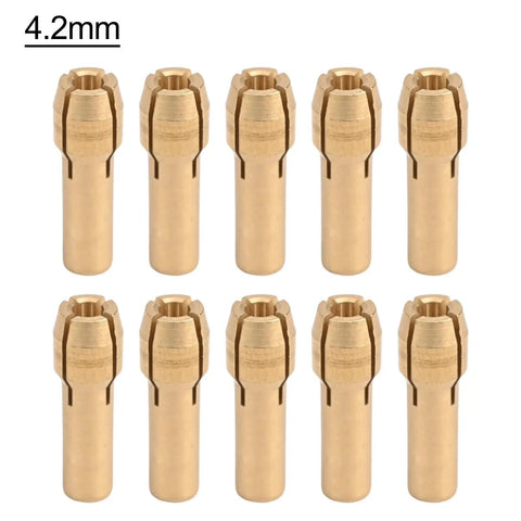 Set of 10 Top Tier 4 Sets Mini Drill Collet Brass Chucks Adapter Rotary Tool 4.2mm Shank, durable and secure clamping.