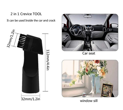 Must Have Versatile Vacuum Attachments Kit For 32mm And 35mm Vacuums Includes 2 in 1 Crevice Tool for car seat and window sill cleaning