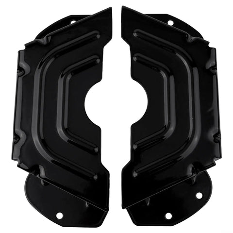 Heavy Duty 2 Spindle Pulley Guard Cover For 42 And 46 Inch Deck Mowers, Metal Shield Built To Last, black metal pair shown