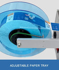 Heavy Duty Semi Automatic Round Bottle Label Applicator Featuring Dead On Accuracy And Rugged Iron Build, Hassle Free Manual Push Setup For Small Shops Sticking Beauty And Drink Labels with adjustable paper tray.
