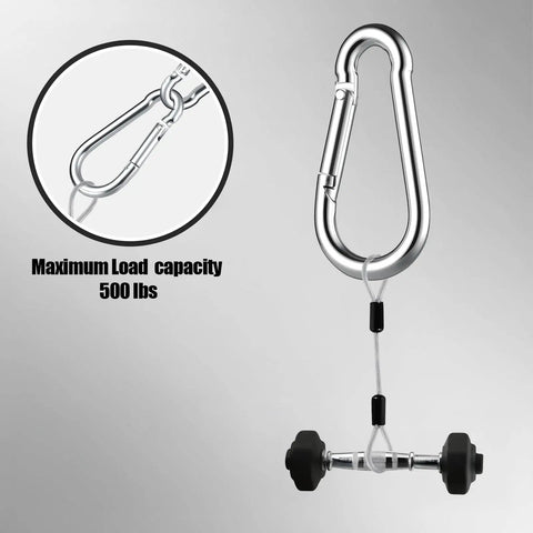 Heavy Duty Snap Hook Carabiners 30 Pack 3 Inch Zinc Galvanized Steel Quick Links 500 Pound Capacity with attached gym cable