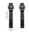 Heavy Duty Sliding Barn Door Hardware Kit For 4 To 9.6 Foot Double Doors Black Steel J Shaped Hangers Front View