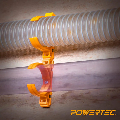 Open Style Dust Collection Pipe And Hose Hangers With Multi Mounting Options For Two And A Half Inch Ducting And Hoses
