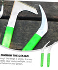 Two Piece Steel Garden Scythe Set For Weeding And Lawn Care Ergonomic Labor Saving Outdoor Tool With Green Handle Grip