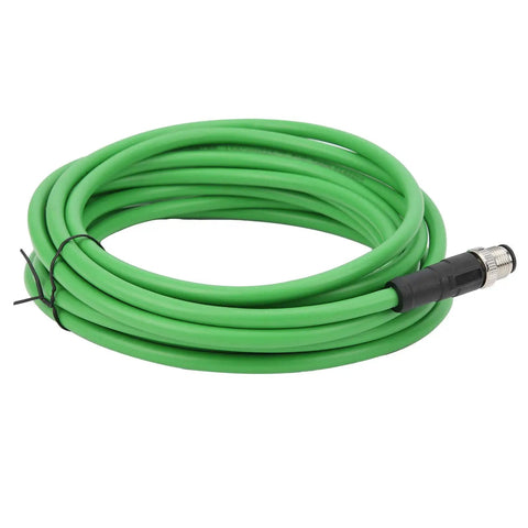 Industrial Cat6 RJ45 Ethernet Patch Cord 5m IP67 Tough 24 AWG Cable for Factory Automation and Control Cabinets High Speed Data Link for Machinery and Industrial Equipment Rugged Built For The Shop Floor Industrial Grade Performance, green cable coiled