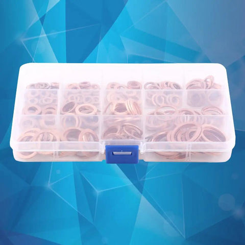 Killer Copper Flat Washers 280 Pcs Set 12 Sizes Screws Bolts Fasteners Storage Case, M5-M20 in clear organizer