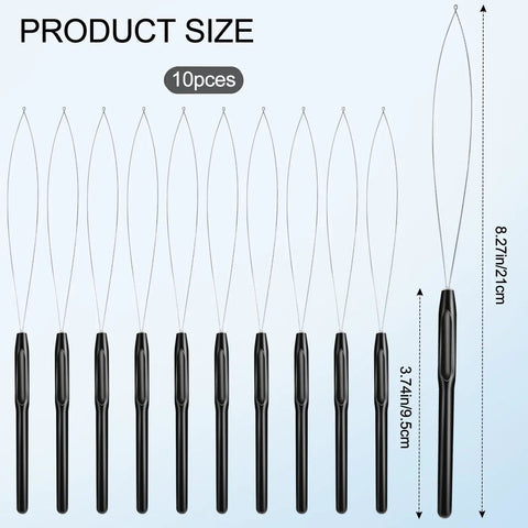 10 Pack Hair Extension Loop Tools And Needle Threaders For Easy Stringing And Styling, Lightweight Plastic Handle