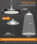UFO LED High Bay Light 150W Daylight 5000K 22500LM 12 Pack Plug And Play Shop Lighting installation comparison