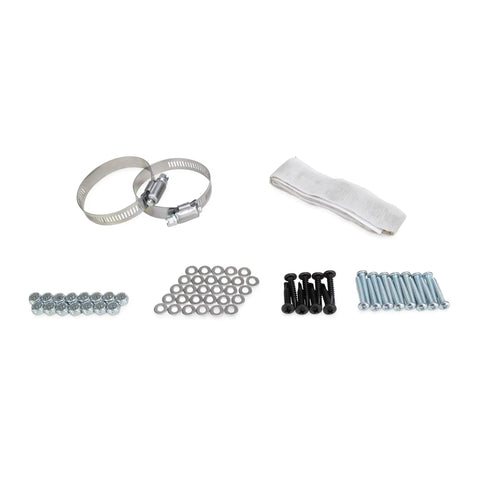 Beast Mode Dual Group 24 RV Battery Box With Dead Simple Vent Design includes metal clamps, screws, washers, and fastening straps.