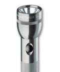 Tough As Nails Heavy Duty 3 Cell C Battery Flashlight With Bright Incandescent Bulb And No Nonsense Fail Safe Switch Built Like A Workhorse For Every Outdoors Project In Black, showing bright lens and aluminum body.