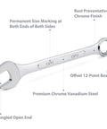 Close-up of a single wrench from the 13 Piece SAE Combination Wrench Set With Roll Up Pouch No Skipped Inch Sizes From Quarter Inch To One Inch.
