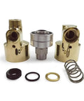 One To Three Inch Copper Cooling Water Rotary Union Swivel Joint With Left Threaded Connection, Three Eighths To Three Quarters Inch Fittings, HS80 Built Tough Rotary Connector For Industrial Use, shown with seals
