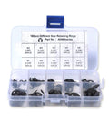 160 Piece E Clip Retaining Ring Snap Ring Kit with 2mm to 12mm sizes in organizer case, heat treated carbon steel, black oxide finish.