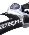 Close-up of Right Thumb Trigger Shifter For 7 Speed Bikes, SL-TX50-7R on black handlebar, smooth precise shifting control visible.
