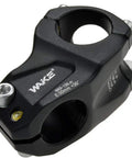 Black 50mm Mountain Bike Stem with 31.8 Bar Clamp and 30 Degree Rise, 1 1/8 Steerer, CNC 6061 T6 Aluminum, Top View
