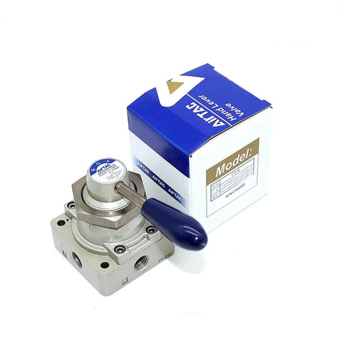 4HV210-08 Hand Lever Pneumatic Valve One Quarter Inch PT Ports Four Two Way Two Position Direct Acting Rotary Manual Control