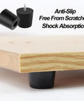 Heavy Duty Round Rubber Furniture Pads With Stainless Steel Mounting Screws Black Non Slip Table Leg Base 32X27X30Mm 12 Pack on wooden surface