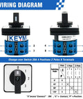 Wiring diagram of Heavy Duty 20A Rotary Changeover Switch 660V With 4 Positions 2 Poles 8 Terminals Universal Selector Switch.