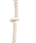 100 Percent Cotton White Rope Tug Toy For Dogs Large 25 Inch 3 Knot Tug Rope Ideal For Interactive Play Tug Of War Chew Sessions And Fetch Durable And Safe For Aggressive Chewers Great For Outdoor Or Indoor Play And Bonding hanging on display