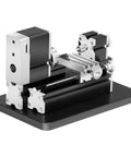 Mini metal lathe machine with a tough green frame for precise machining of small parts, featuring a 20,000 RPM motor.