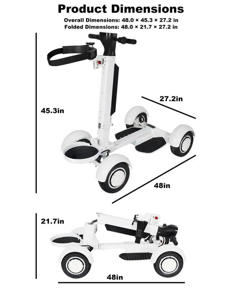 Product dimensions of Solid Upgrade Foldable Electric Golf Cart With Plush Ride Seat And Heavy Duty Umbrella Bracket.