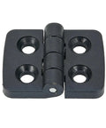 Set Of Plastic Butt Hinges For Cabinets And Home Furniture, Lightweight Flat Hinge, black, low profile design, four holes visible