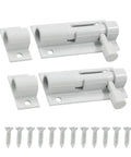 2 Pack White Barrel Bolt Latch 2 Inch Sliding Door Lock Aluminum Alloy Slide Bolt Heavy Duty Gate Hardware with screws