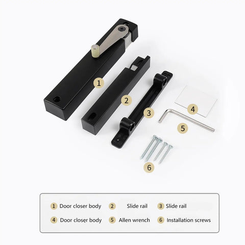 Heavy Duty Soft Close Damper For Barn Doors Runs Slick And Steady With Zero Slamming Nonsense 132 Pound Capacity adjustable parts and screws.