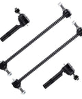 Front lower control arms with ball joints and outer tie rods, black metal suspension kit, four-piece set.