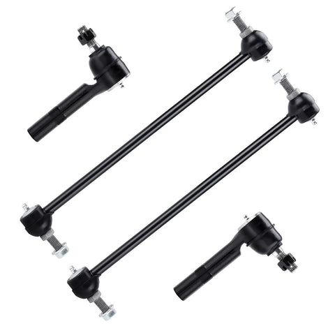 Front lower control arms with ball joints and outer tie rods, black metal suspension kit, four-piece set.