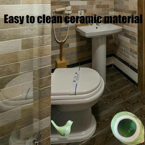 Heckin Cute Green Bird Toilet Bolt Covers Pair Decorative Ceramic Screw Caps For Bathroom Fixtures Zero Hassle Easy Install Dope Hardware Swag Straight Up Stylish Restroom Upgrade Today. Green ceramic bird cover on toilet.