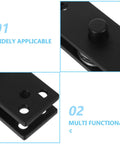 Close-up of Heavy Duty 360 Degree Rotation Stainless Steel Door Pivot Hinge with black finish showing holes and mounting