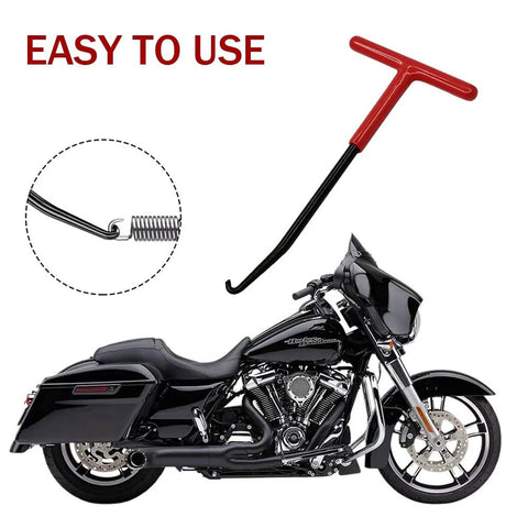 Pair of red T-handle exhaust spring pullers with rubber-coated hooks for motorcycle exhaust springs (2 pcs)