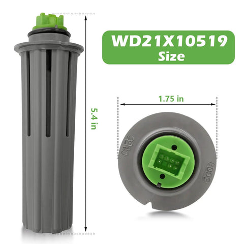 Dishwasher Flood Switch Assembly WD21X10519 Replacement shown with dimensions 5.4x1.75 inches, gray and green design.