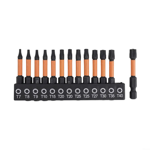 Premium 13 Piece Torx Screwdriver Set With T7 To T40 Star Bits Featuring Hollow Solid Tips And Magnetic Alloy Steel Build Perfect For Home Repairs Electronics, Toys, And Appliances You Can Trust. 13-piece alloy steel Torx bit set, T7-T40