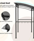 7 Foot Grill Gazebo With Serving Shelf And Storage Hooks Curved Canopy Shelter With Heavy Duty Steel Frame And Sunshade Awning