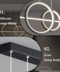 Linear Pendant Light In Black Metal With White Acrylic Shade, 60W LED Chandelier For Kitchen Islands And Restaurants detail