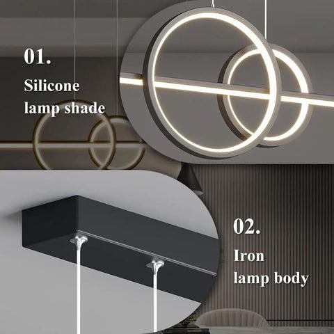 Linear Pendant Light In Black Metal With White Acrylic Shade, 60W LED Chandelier For Kitchen Islands And Restaurants detail